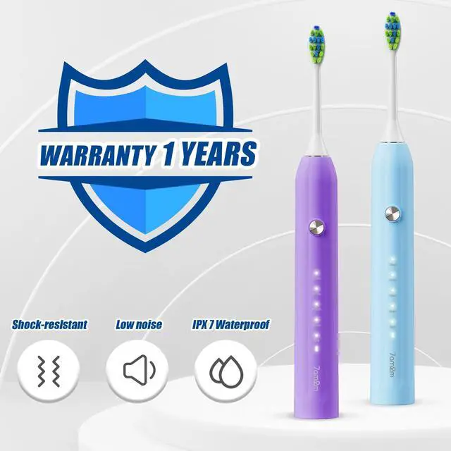 Alt view image 5 of 6 - Sonic Electric Toothbrush with 12 Brush Heads for Adults&Kids, 2 Pack