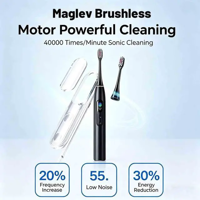 Alt view image 2 of 7 - Electric Toothbrush - 5 Modes for Personalized Care, Smart Pressure Control to Protect Gums, Rechargeable with Pressure Sensor and Timer, Customizable Intensity Powered Toothbrush