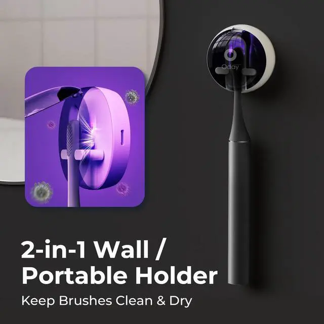 Alt view image 2 of 7 - Rechargeable Electric Toothbrush for Adults with UV Sanitizer Holder