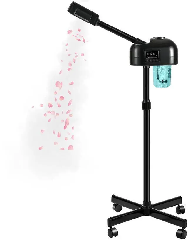 Main image of LCD Facial Steamer Professional for Clean Skin, Skin Care Use at Home, Beauty Salon, Spa with Hot Mist, Timer Function, Adjustable Height, Rolling Wheels - Black