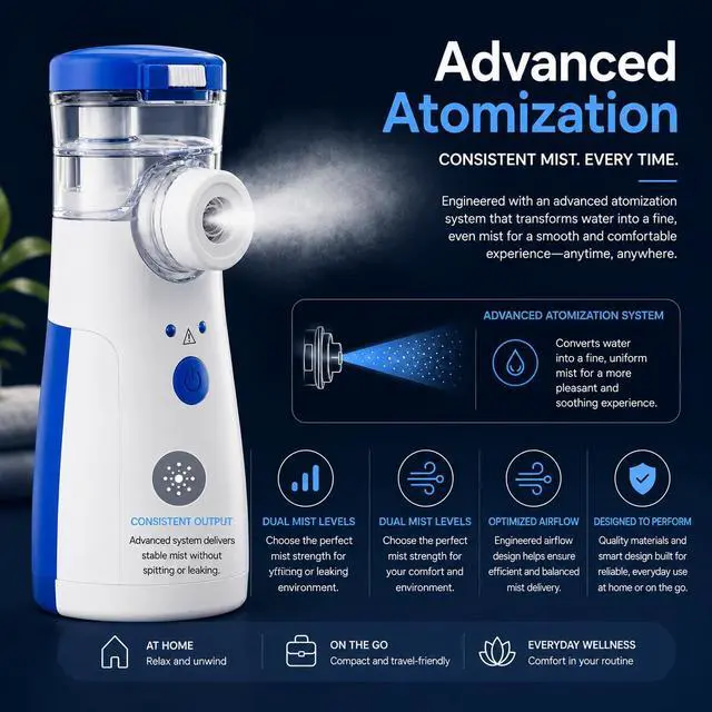 Alt view image 2 of 5 - - Fine Mist Device - Portable, Rechargeable Handheld Unit with Dual Mist Settings