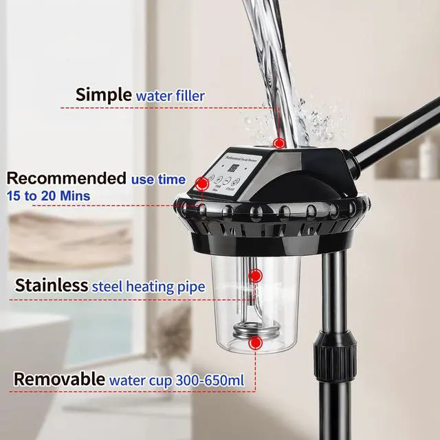 Alt view image 5 of 7 - Professional Facial Steamer,Hot Mist Steamer Face,Steamer Esthetician-Black