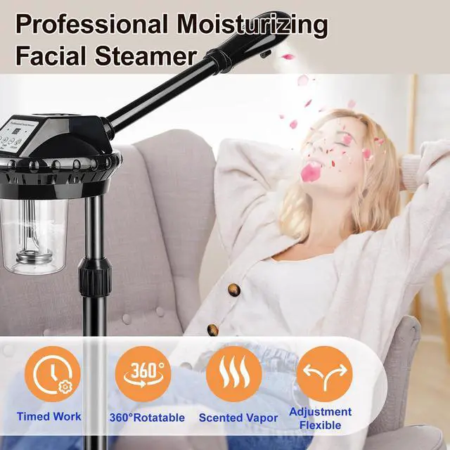 Alt view image 4 of 7 - Professional Facial Steamer,Hot Mist Steamer Face,Steamer Esthetician-Black