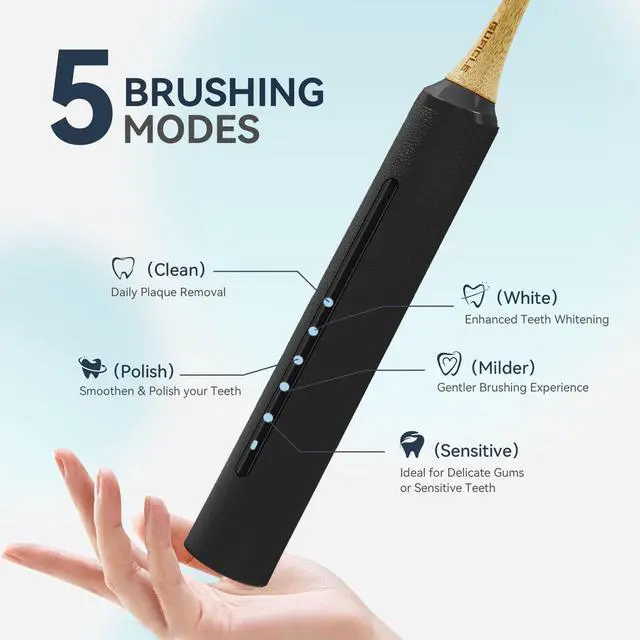 Alt view image 4 of 7 - Sonic Electric Toothbrush with Bamboo Heads, Black