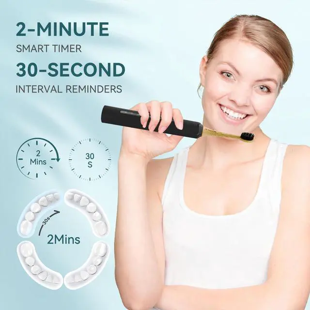 Alt view image 5 of 7 - Sonic Electric Toothbrush with Bamboo Heads, Black