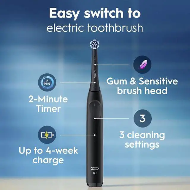 Alt view image 2 of 7 - Rechargeable Electric Toothbrush, iO2, 3 Cleaning Modes, Automatic Pressure Sensor to Protect Gums, Peach