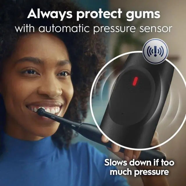 Alt view image 5 of 7 - Rechargeable Electric Toothbrush, iO2, 3 Cleaning Modes, Automatic Pressure Sensor to Protect Gums, Peach