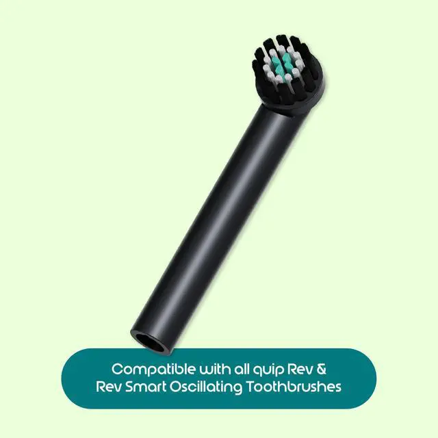 Alt view image 5 of 7 - Rev Oscillating Electric Toothbrush Heads - 4 Pack - Verified quip Brush Head Refills for Oscillating Toothbrushes - Soft Bristles, Dual-Length, Compact - Last 3 Months Each - Black