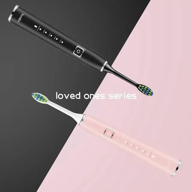 Alt view image 5 of 6 - Electric Toothbrush 2 Pack Set for Kids and Adults, 12 Brush Heads,5 Adjustable Modes, Built-in 2-Minute Smart Timer,Wireless Fast Charge for 60 Days,IPX7 Waterproof SonicToothbrush(Black+Pink)
