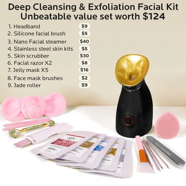 Alt view image 2 of 7 - Facial Steamer Spa Kit with 17 Skin Care Tools for Home Spa