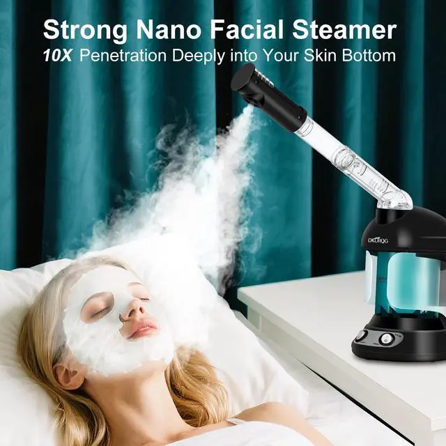 Alt view image 2 of 7 - Facial Steamer with Extendable 360° Rotating Arm (Black)