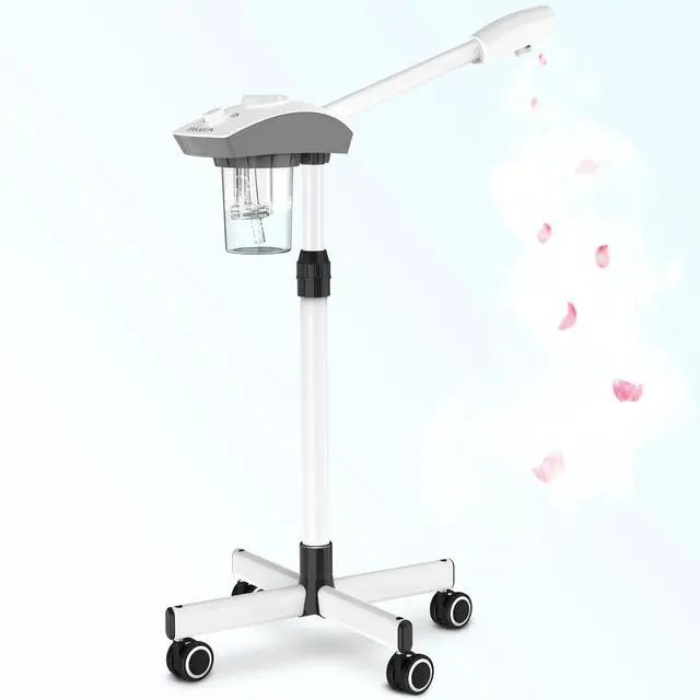 Main image of Professional Facial Steamer Machine on Wheels, Standing Esthetician Steamer with Hot Ozone Mist, Facial Be for Skin Rejuvenation, Steamer for Facial for Spa or Personal Care, White