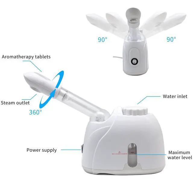 Alt view image 6 of 7 - Facial Steamer Nanometer Fine Mist for Deep Cleaning with Towel, 360 Rotating Arm, Home Spa Device for Personal Care