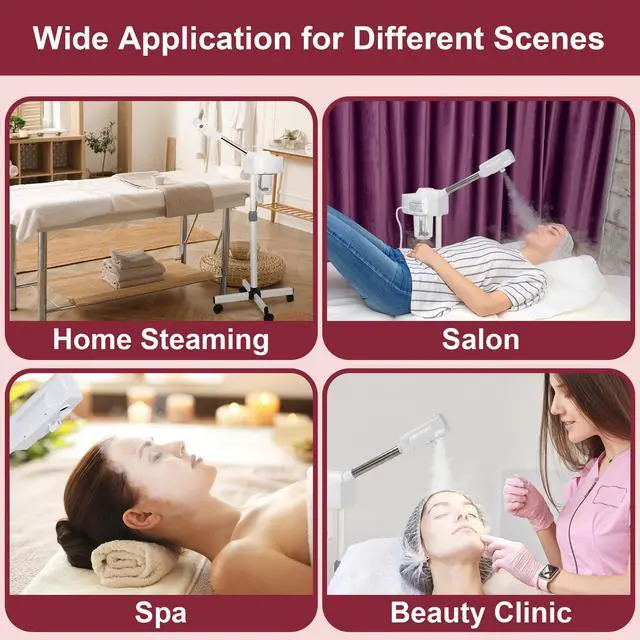 Alt view image 2 of 7 - Professional Facial Steamer - Standing Ozone Facial Steamer on Wheels w Hot Mist for Facial Treatment Personal Care for Spa Salon Home Use