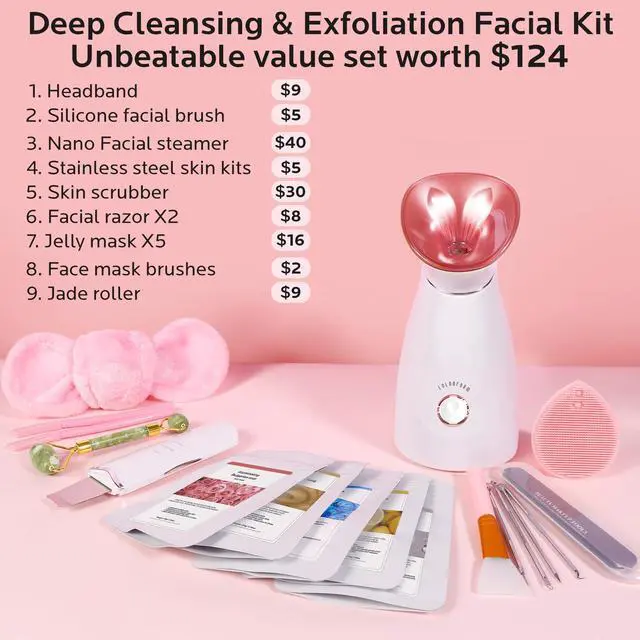 Alt view image 2 of 7 - Facial Steamer Spa Kit with 17 Skin Care Tools for Home Spa