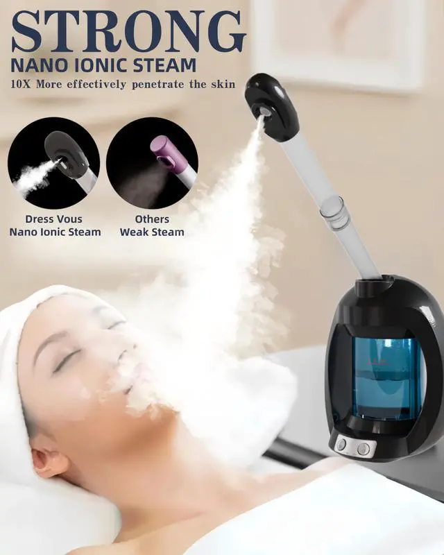 Alt view image 5 of 7 - Facial Steamer-Nano Ionic Face Steamer for Facial Deep Cleaning, Vaporizador Steamer for Esthetician, Professional Facial Steamer for Home Facial Spa. (Black)