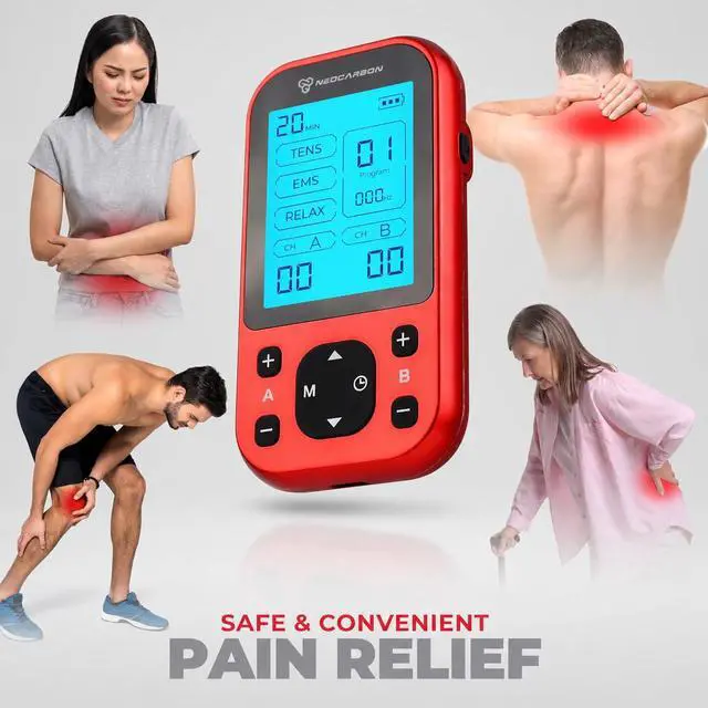 Alt view image 2 of 7 - TENS Unit Muscle Stimulator Pro for Back Pain Relief, Red