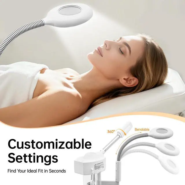 Alt view image 4 of 7 - 2-in-1 Facial Steamer with 5X Magnifying Lamp, Adjustable Mist, Deep Cleaning for Personal Skin Care, Face Steamer for Esthetician, Professional Facial Humidifier for Home Beauty Salon, White