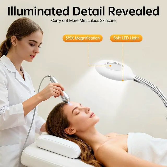 Alt view image 5 of 7 - 2-in-1 Facial Steamer with 5X Magnifying Lamp, Adjustable Mist, Deep Cleaning for Personal Skin Care, Face Steamer for Esthetician, Professional Facial Humidifier for Home Beauty Salon, White