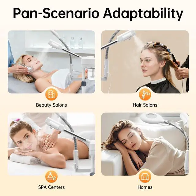Alt view image 6 of 7 - 2-in-1 Facial Steamer with 5X Magnifying Lamp, Adjustable Mist, Deep Cleaning for Personal Skin Care, Face Steamer for Esthetician, Professional Facial Humidifier for Home Beauty Salon, White