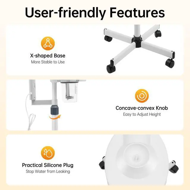 Alt view image 7 of 7 - 2-in-1 Facial Steamer with 5X Magnifying Lamp, Adjustable Mist, Deep Cleaning for Personal Skin Care, Face Steamer for Esthetician, Professional Facial Humidifier for Home Beauty Salon, White