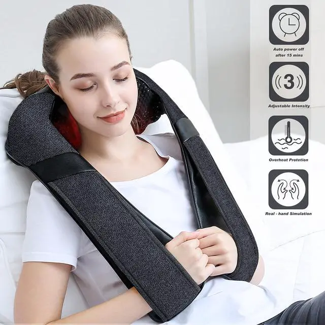 Alt view image 2 of 7 - Heat Neck Massager for Pain Relief Deep Tissue - Gift for Women Men