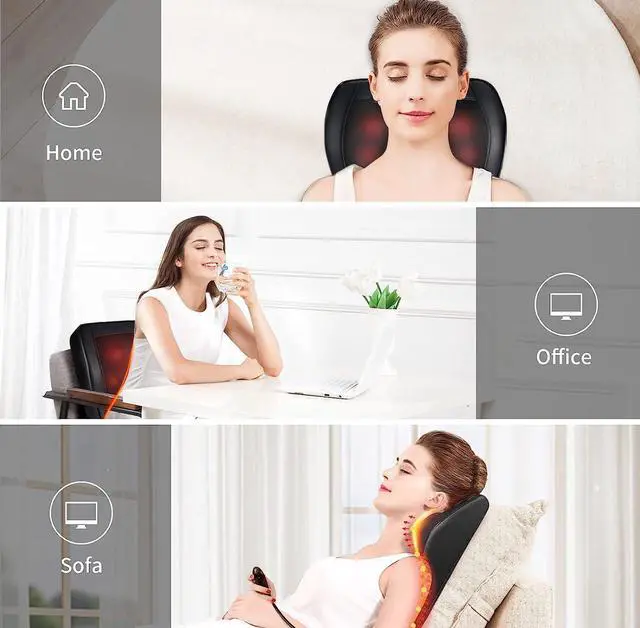 Alt view image 7 of 7 - Back Massager with Heat, 3D Kneading Massage Pillow for Back, Neck, Shoulder, Leg Pain Relief Deep Tissue, Gifts for Women Men Mom Dad