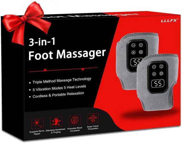 Main image of 2-Pack 2026 Upgraded Foot Massager for Neuropathy, Ankle Massager for Pain Relief, 5 Heat Levels & 5 Massage Intensities, Wireless Rechargeable Portable Foot Care Device,Grey