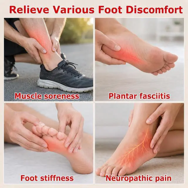 Alt view image 4 of 7 - 2-Pack 2026 Upgraded Foot Massager for Neuropathy, Ankle Massager for Pain Relief, 5 Heat Levels & 5 Massage Intensities, Wireless Rechargeable Portable Foot Care Device,Grey