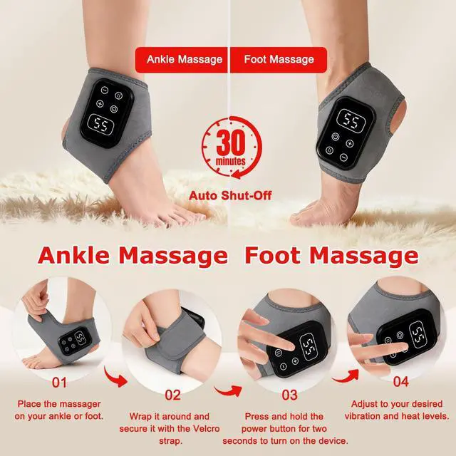 Alt view image 6 of 7 - 2-Pack 2026 Upgraded Foot Massager for Neuropathy, Ankle Massager for Pain Relief, 5 Heat Levels & 5 Massage Intensities, Wireless Rechargeable Portable Foot Care Device,Grey