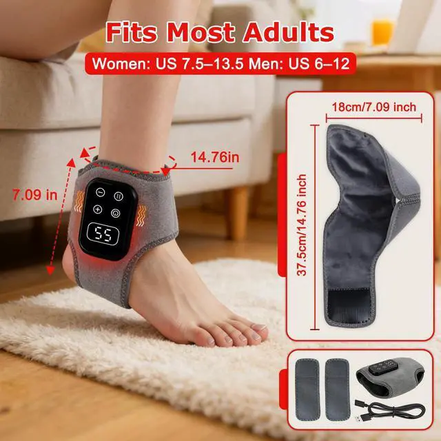 Alt view image 7 of 7 - 2-Pack 2026 Upgraded Foot Massager for Neuropathy, Ankle Massager for Pain Relief, 5 Heat Levels & 5 Massage Intensities, Wireless Rechargeable Portable Foot Care Device,Grey
