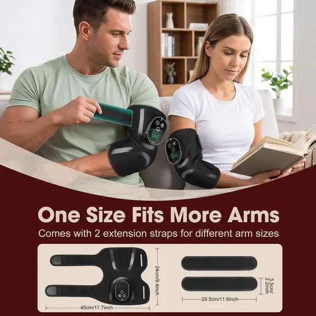 Alt view image 5 of 7 - Cordless Tennis Elbow Heating Pad, Elbow Massager with Heat, Rechargeable Arm Heating Wrap, Comfort Heated Elbow Brace for Tendonitis, Stiffness and Pain Relief, 3000mAh
