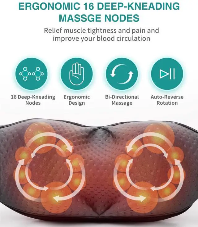 Alt view image 2 of 7 - Shiatsu Neck Massager with Heat, 2026 Upgraded Cordless Massage