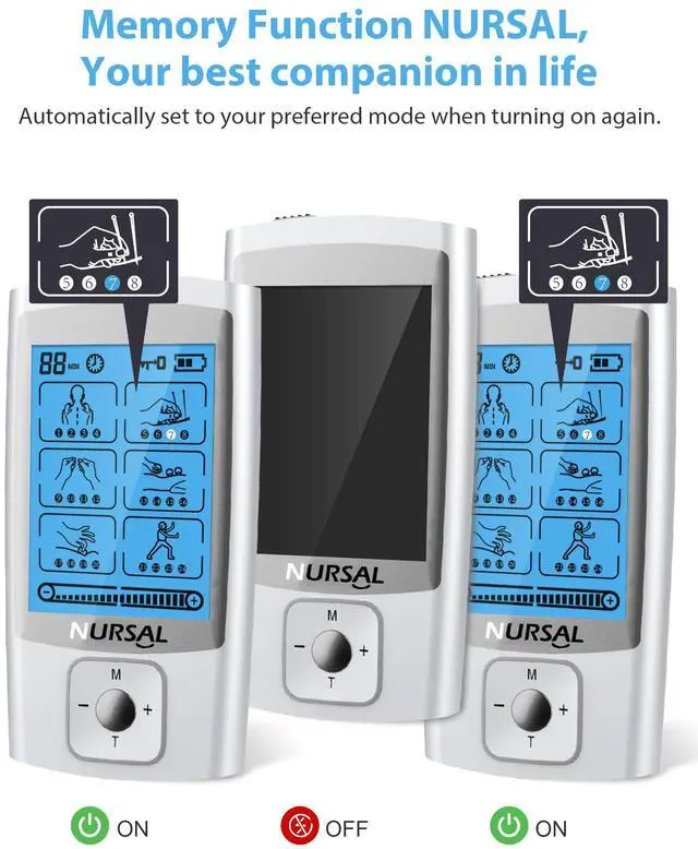 Alt view image 3 of 7 - 24 Modes TENS Unit Muscle Stimulator for Pain Relief, Rechargeable Electronic Pulse Massager, 8 Pcs Pads, Drug-Free Pain Relief for Shoulder, Back, Muscle, ABS Pads Holder