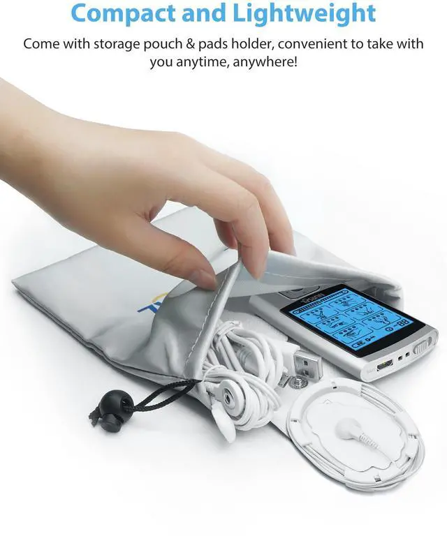 Alt view image 5 of 7 - 24 Modes TENS Unit Muscle Stimulator for Pain Relief, Rechargeable Electronic Pulse Massager, 8 Pcs Pads, Drug-Free Pain Relief for Shoulder, Back, Muscle, ABS Pads Holder