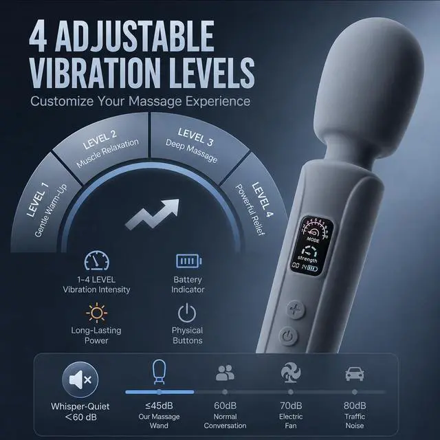 Alt view image 3 of 7 - Handheld Massager, Cordless Back Massages with 10 Modes & 4 Speeds