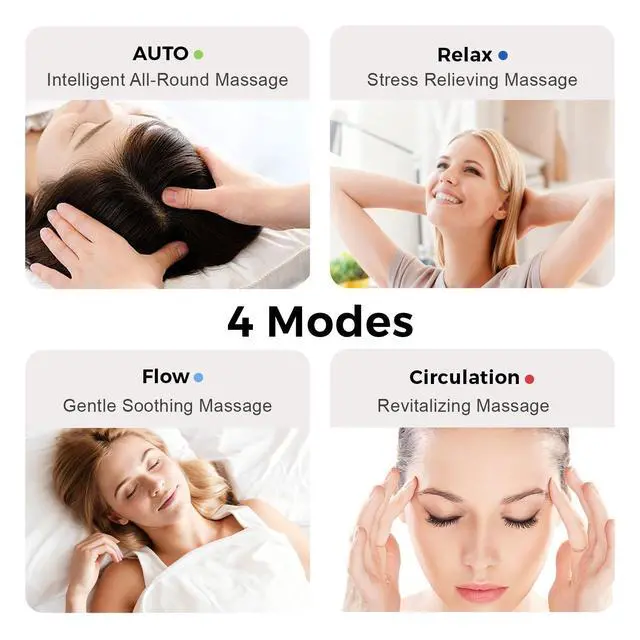 Alt view image 4 of 7 - FSA Eligible HSA Approved Head and Eye Massager with Heat, 2200mAh Rechargeable Electric Scalp and Forehead Massage Tool, 6-Zone Kneading, Adjustable Pressure, Remote Control