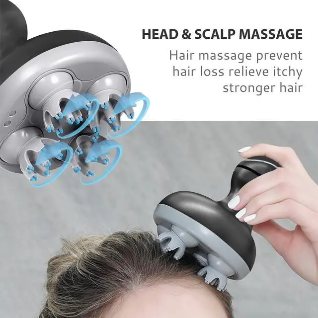 Alt view image 2 of 7 - Electric Scalp Massager, Waterproof Head Massager with Mutlti-Modes Vibration, Handheld Portable Head Scratcher for Hair Growth, Dog Cat Massager for Deep Clean and Stress Relax