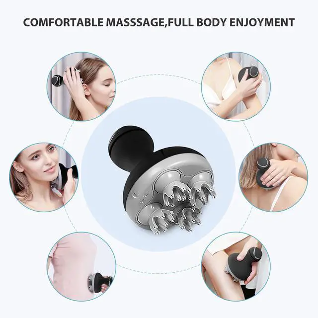 Alt view image 4 of 7 - Electric Scalp Massager, Waterproof Head Massager with Mutlti-Modes Vibration, Handheld Portable Head Scratcher for Hair Growth, Dog Cat Massager for Deep Clean and Stress Relax