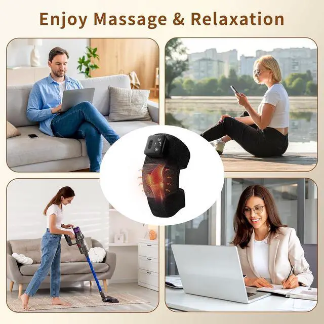 Alt view image 6 of 7 - Knee Massager with Heat - Cordless Heated Knee Brace with Vibration for Pain Relief, Rechargeable Knee Heating Pad with 5 Heat Levels and 3 Massage Mode, Ideal Gift for Mom Dad