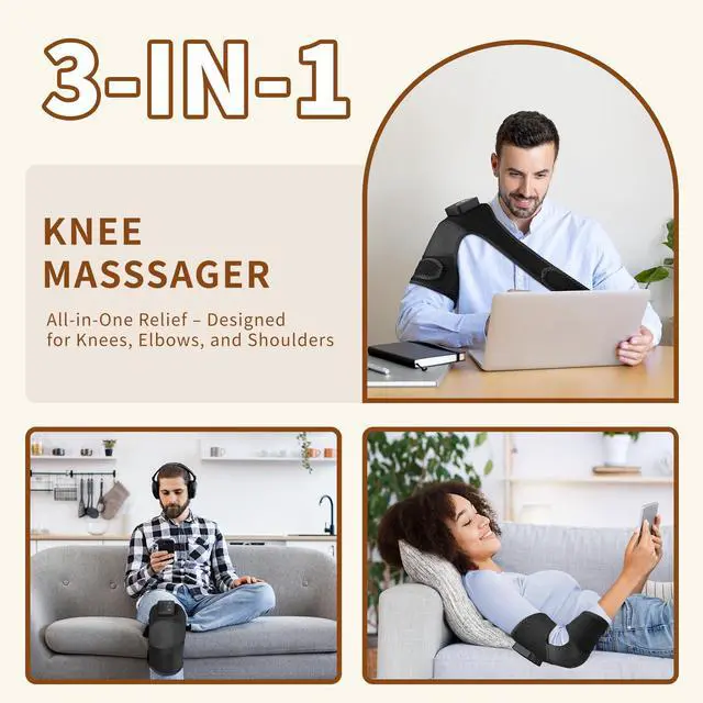 Alt view image 5 of 7 - Knee Massager with Heat - Cordless Heated Knee Brace with Vibration for Pain Relief, Rechargeable Knee Heating Pad with 5 Heat Levels and 3 Massage Mode, Ideal Gift for Mom Dad