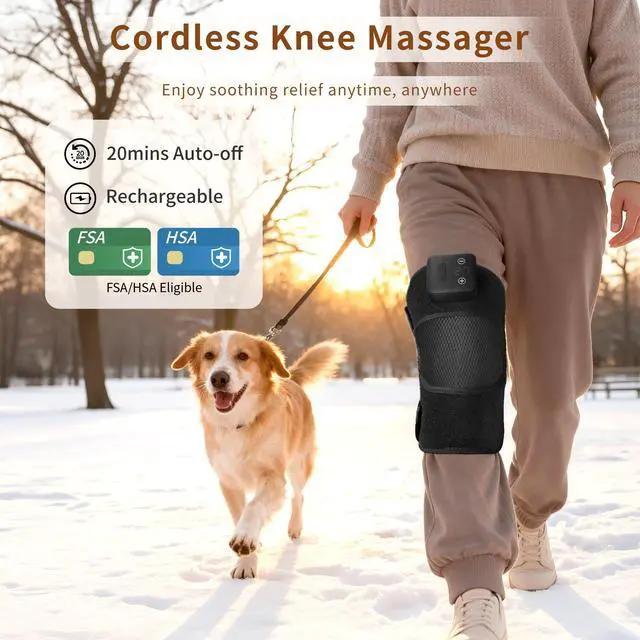Alt view image 7 of 7 - Knee Massager with Heat - Cordless Heated Knee Brace with Vibration for Pain Relief, Rechargeable Knee Heating Pad with 5 Heat Levels and 3 Massage Mode, Ideal Gift for Mom Dad