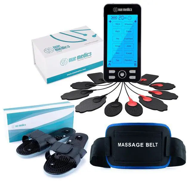 Alt view image 7 of 7 - TENS Unit Muscle Stimulator for Pain Relief Muscle Therapy Rechargeable EMS Device with Electrode Pads,Massager Belt & Foot Slippers Included, Electric Pulse Massager for Back,Neck,Shoulder,Sciatica