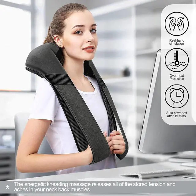 Alt view image 4 of 7 - Shiatsu Neck & Back Massager with Heat for Pain Relief Deep Tissue