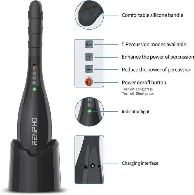 Alt view image 5 of 7 - Cordless Handheld Massager, 5 Adjustable Speeds and Massage Modes