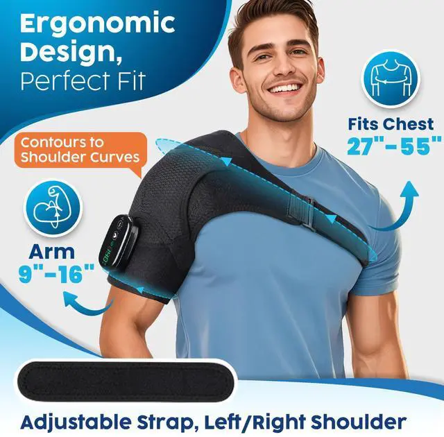 Alt view image 6 of 7 - Cordless Shoulder Heating Pad with Massage, FSA Eligible Items List, Heated Shoulder Wrap Massager for Pain Relief Deep Tissue, Rotator Cuff Heating Pad, HSA Approved Products Only