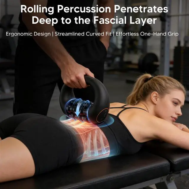 Alt view image 6 of 6 - Electronic Rolling Body Massager, Handheld Deep Tissue Muscle Massager with 3 Adjustable Speeds, for Foot and Leg, Home, Office and Sports Use