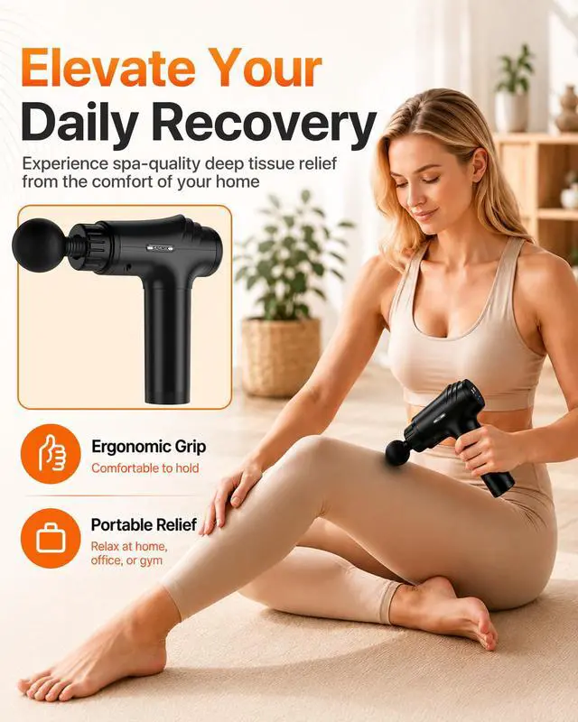 Alt view image 6 of 7 - Massage Gun, 30 Speeds, 6 Heads, Quiet Deep Tissue Muscle Massager