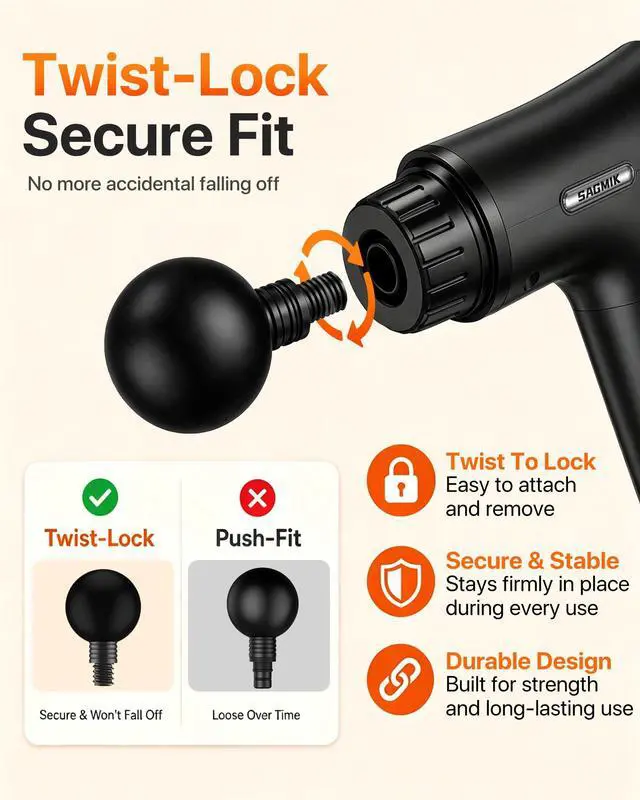 Alt view image 5 of 7 - Massage Gun, 30 Speeds, 6 Heads, Quiet Deep Tissue Muscle Massager