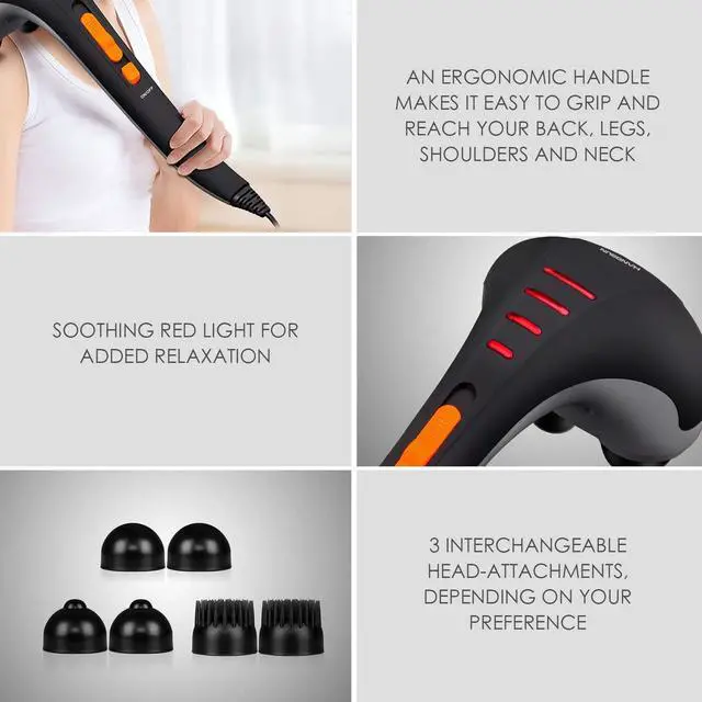 Alt view image 4 of 6 - Handheld Neck Back Massager for Pain Relief Deep Tissue, Double Head Full Body Percussion Massage MG400 for Shoulder, Leg, Foot, Muscles
